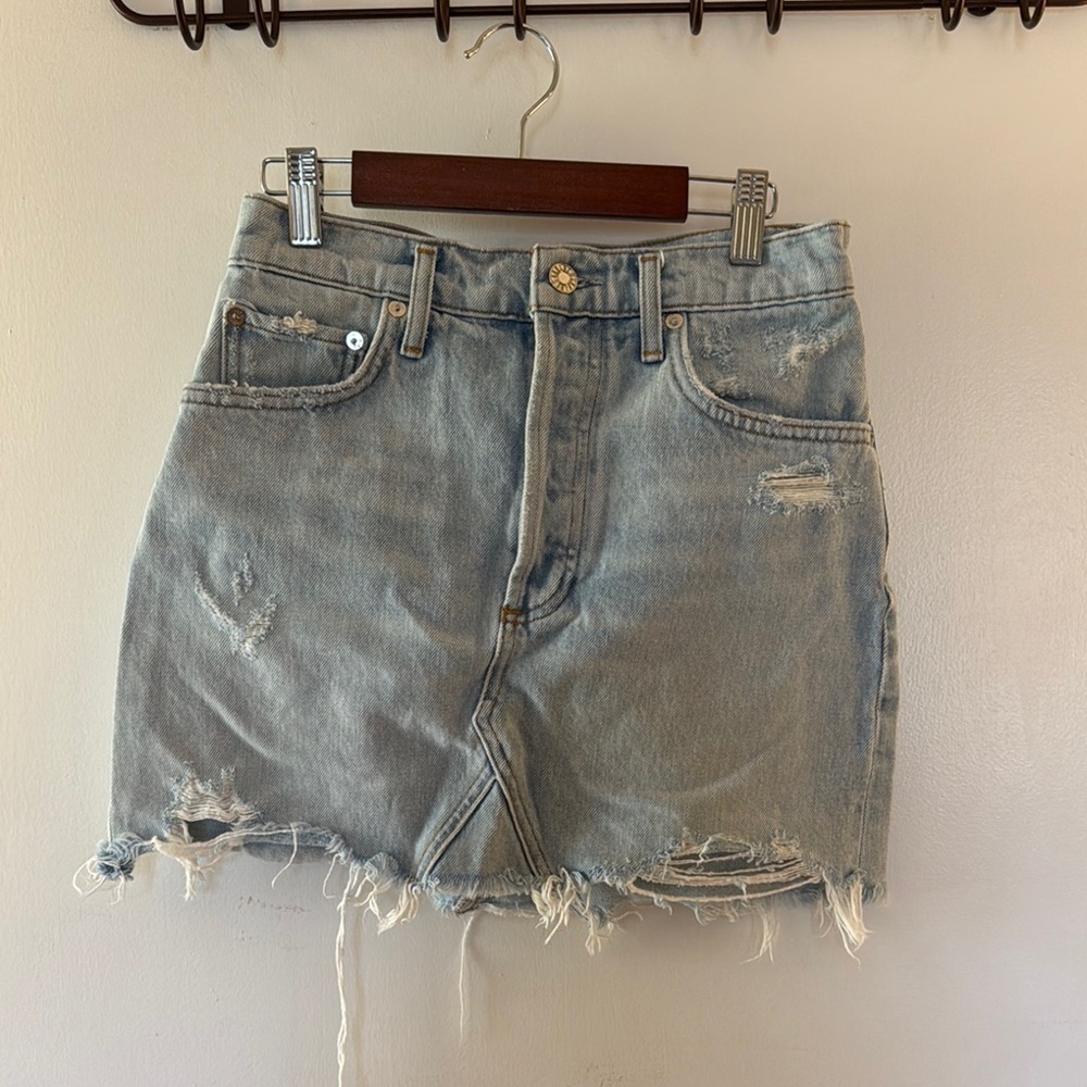 AGOLDE Distressed Denim Mini Skirt